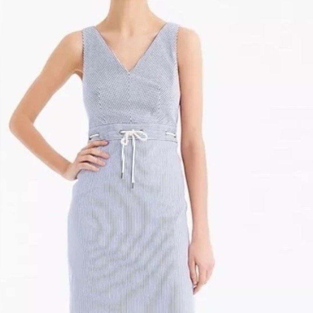 J Crew Elegant Blue Striped Dress Size 14
